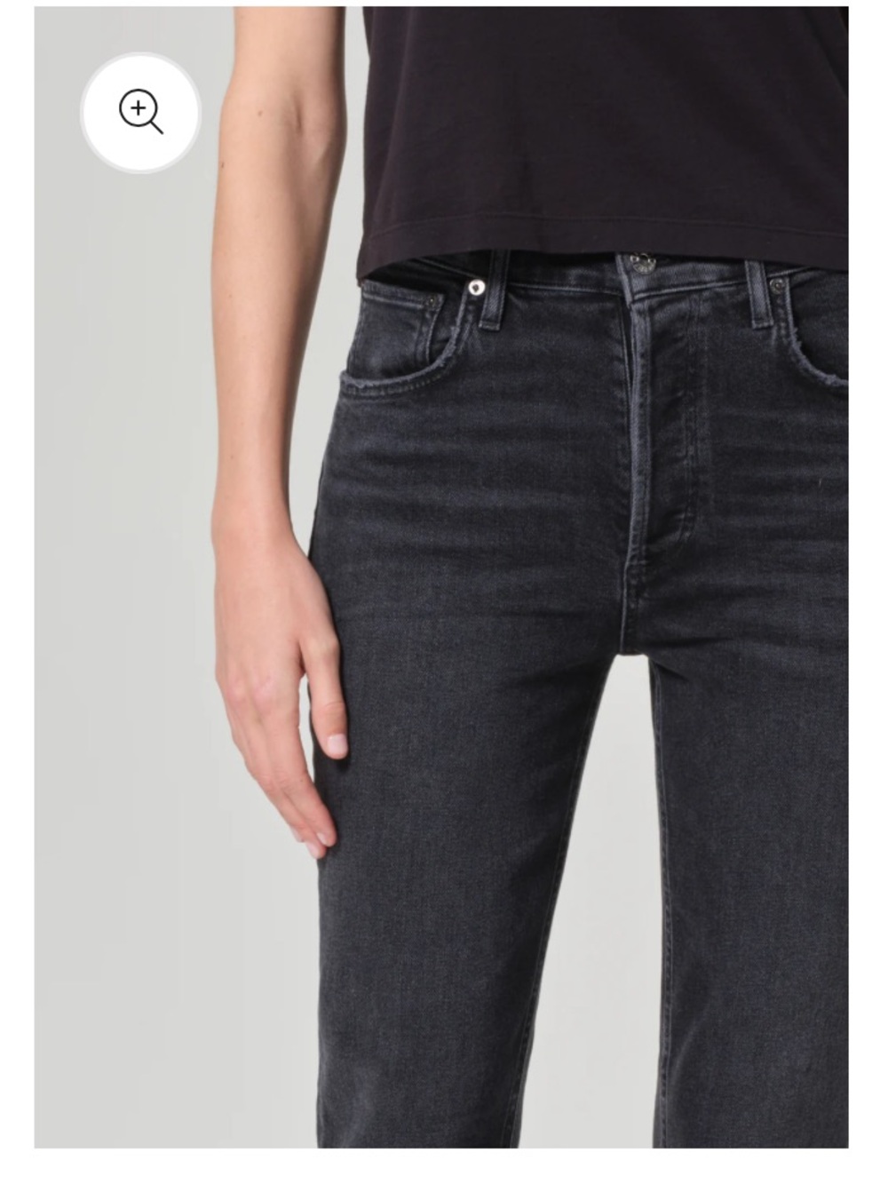 AGOLDE Riley High-Rise Straight Crop Jeans Washed Black Sz31 - Picture 6 of 11